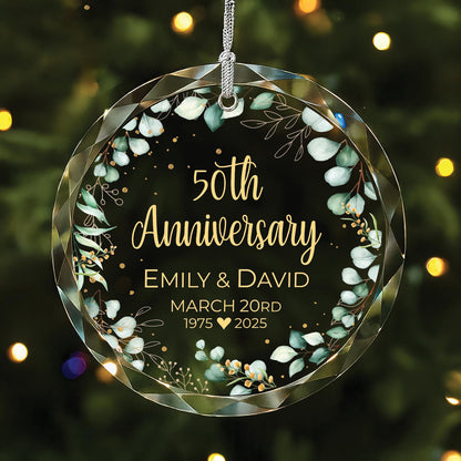 Customized Anniversary Ornament, Custom Glass Ornament, Gift for Parent, Grandparent Ornament, 10th 20th 25th 30th 50th Anniversary Keepsake