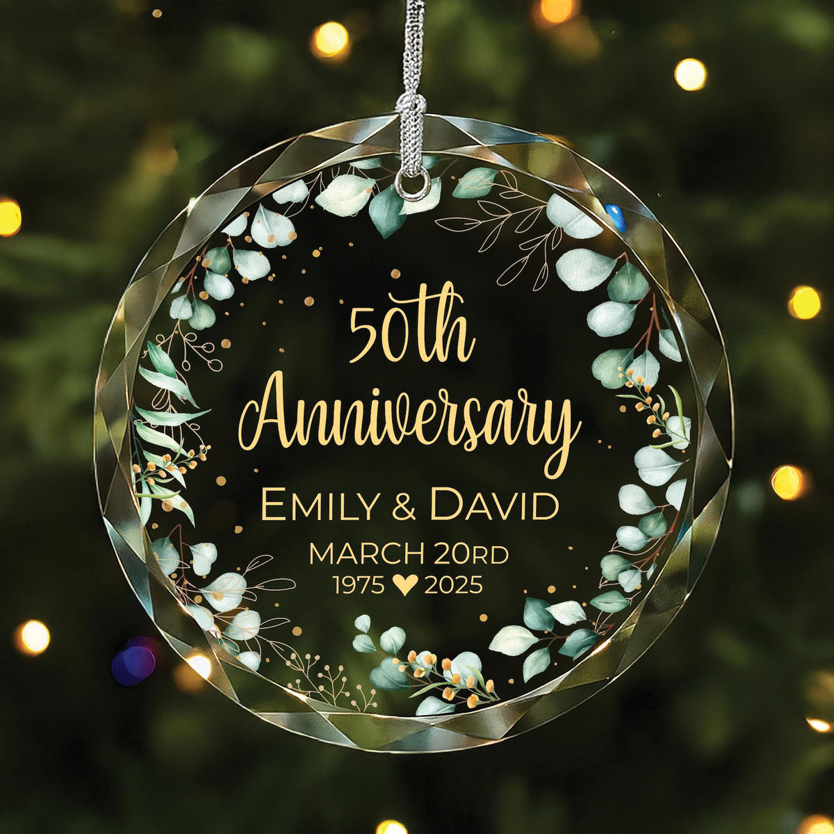 Customized Anniversary Ornament, Custom Glass Ornament, Gift for Parent, Grandparent Ornament, 10th 20th 25th 30th 50th Anniversary Keepsake