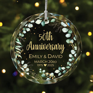 Customized Anniversary Ornament, Custom Glass Ornament, Gift for Parent, Grandparent Ornament, 10th 20th 25th 30th 50th Anniversary Keepsake