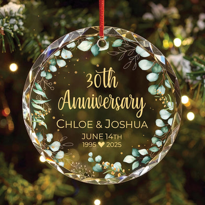 Customized Anniversary Ornament, Custom Glass Ornament, Gift for Parent, Grandparent Ornament, 10th 20th 25th 30th 50th Anniversary Keepsake