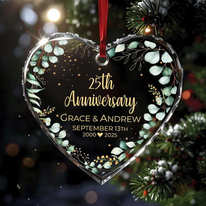 Customized Anniversary Ornament, Custom Glass Ornament, Gift for Parent, Grandparent Ornament, 10th 20th 25th 30th 50th Anniversary Keepsake