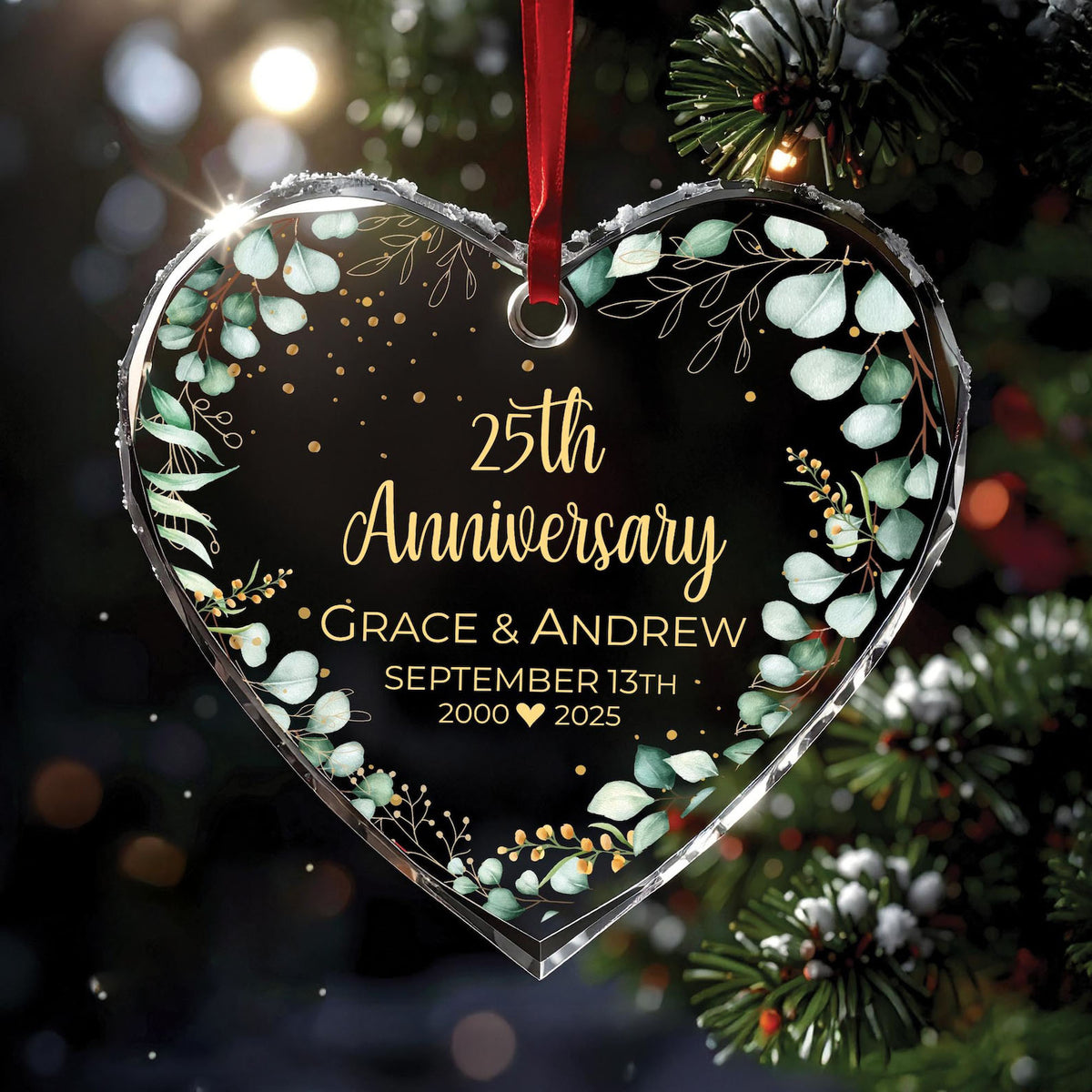 Customized Anniversary Ornament, Custom Glass Ornament, Gift for Parent, Grandparent Ornament, 10th 20th 25th 30th 50th Anniversary Keepsake