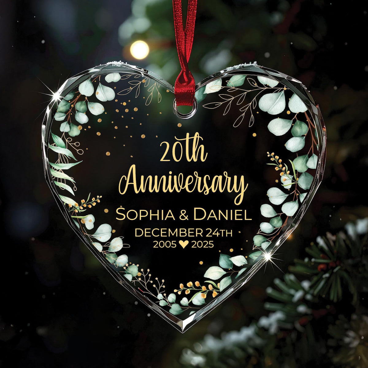 Customized Anniversary Ornament, Custom Glass Ornament, Gift for Parent, Grandparent Ornament, 10th 20th 25th 30th 50th Anniversary Keepsake