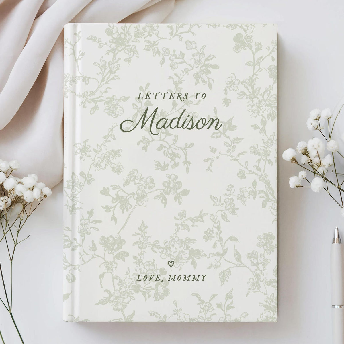 Letters to My Daughter Journal, Personalized Name Memory Book, Custom French Toile Keepsake Notebook, Baby Girl Shower Gift for New Mom