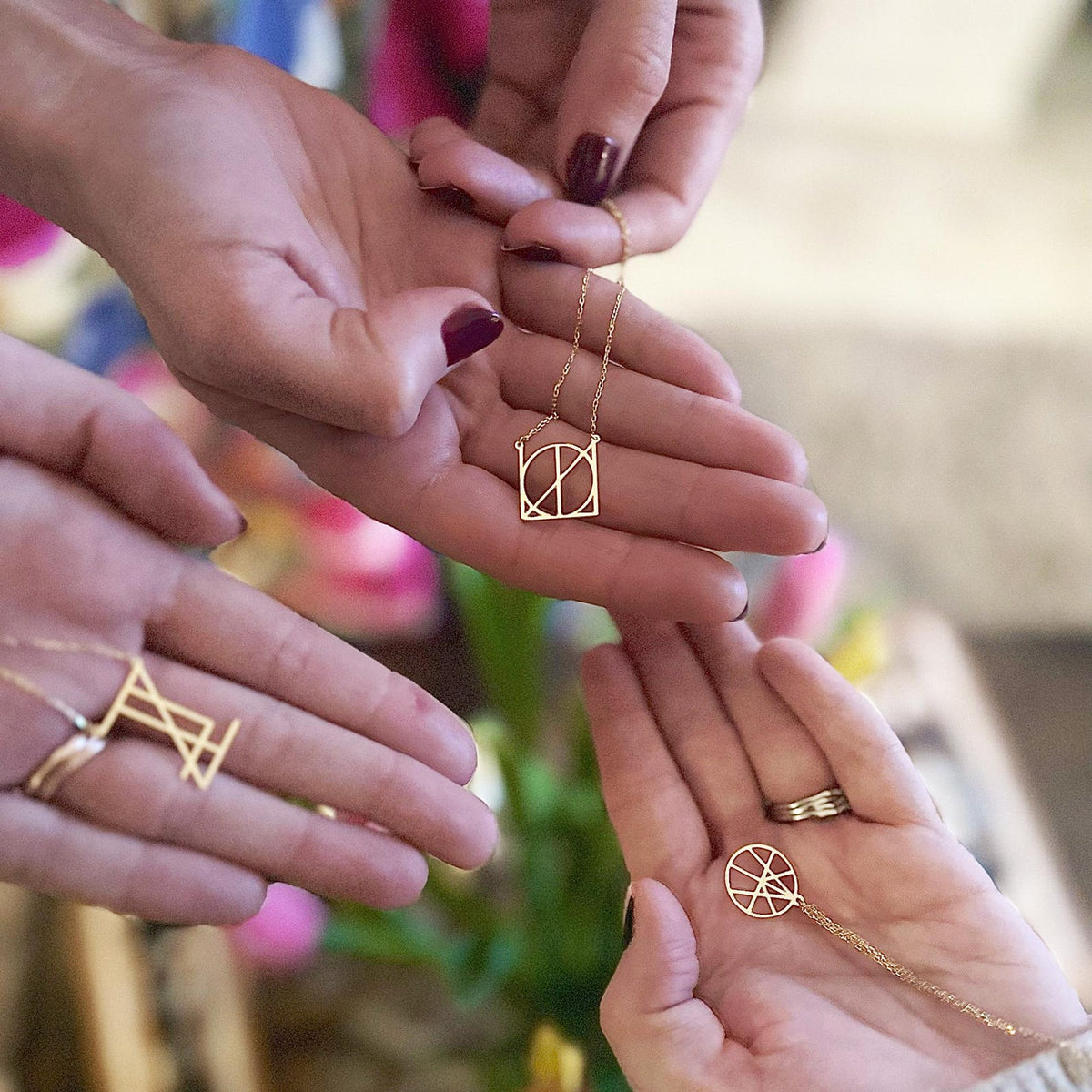 Graduation Gift Name Necklace, Custom Name Initials Monogram Name Necklace, Geometric Name Necklace Hidden Message Pendant
