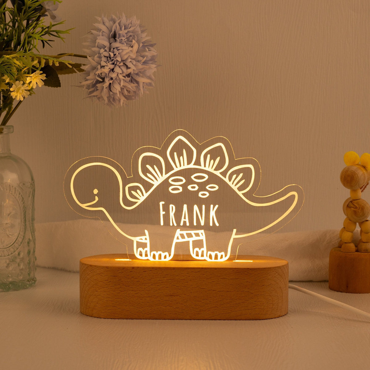 Dinosaur Night Light,Custom Name Night Light,Cute Night Light,Baby First Birthday Gift,Baby Nursery Decor,Newborn Shower Gift,1st Xmas Gift