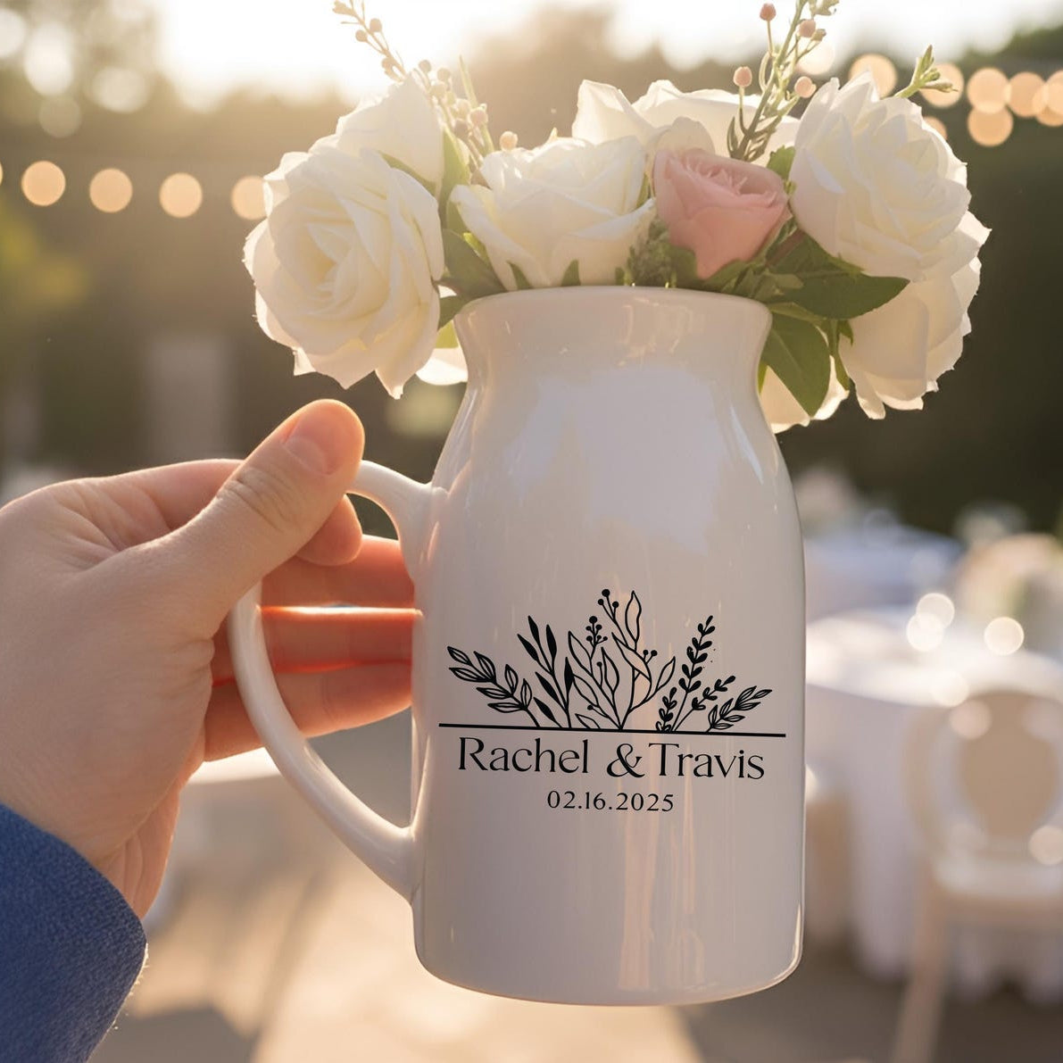 Wedding Gift for Newlywed Personalized, Ceramic Wedding Flower Vase With Name, Christmas Gifts for Couple, Housewarming Engagement Gifts
