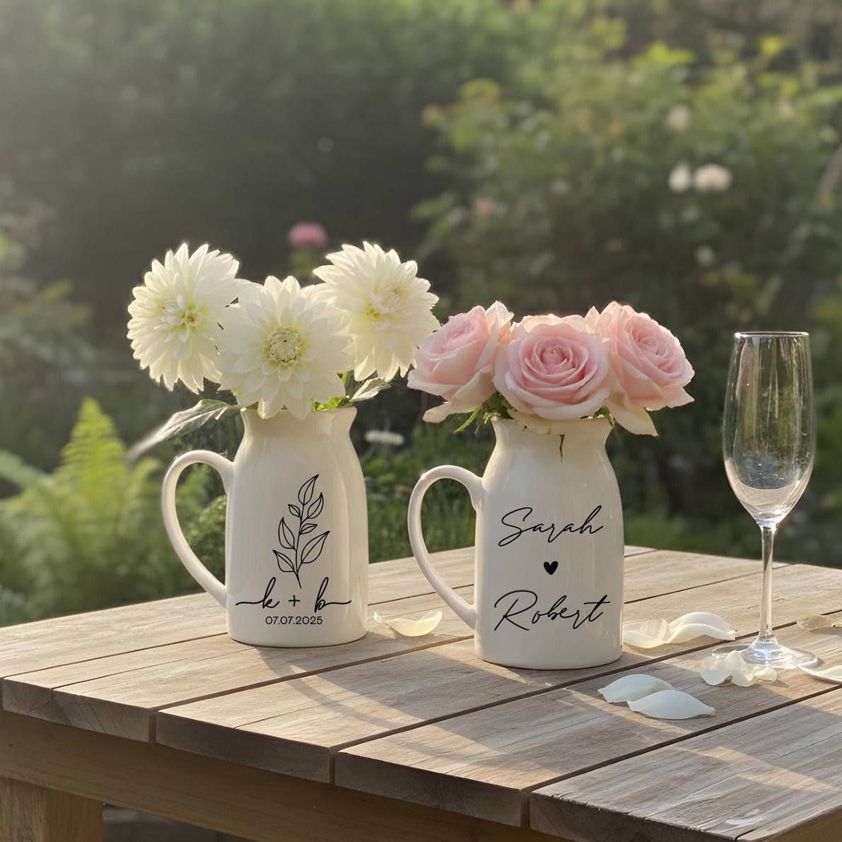 Wedding Gift for Newlywed Personalized, Ceramic Wedding Flower Vase With Name, Christmas Gifts for Couple, Housewarming Engagement Gifts