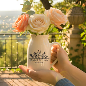 Wedding Gift for Newlywed Personalized, Ceramic Wedding Flower Vase With Name, Christmas Gifts for Couple, Housewarming Engagement Gifts