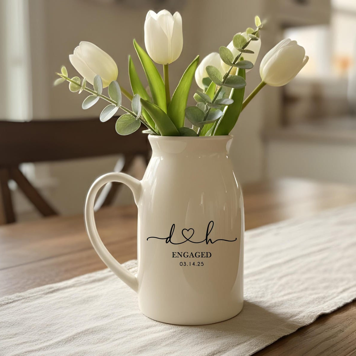 Wedding Gift for Newlywed Personalized, Ceramic Wedding Flower Vase With Name, Christmas Gifts for Couple, Housewarming Engagement Gifts