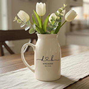 Wedding Gift for Newlywed Personalized, Ceramic Wedding Flower Vase With Name, Christmas Gifts for Couple, Housewarming Engagement Gifts