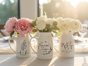 Wedding Gift for Newlywed Personalized, Ceramic Wedding Flower Vase With Name, Christmas Gifts for Couple, Housewarming Engagement Gifts