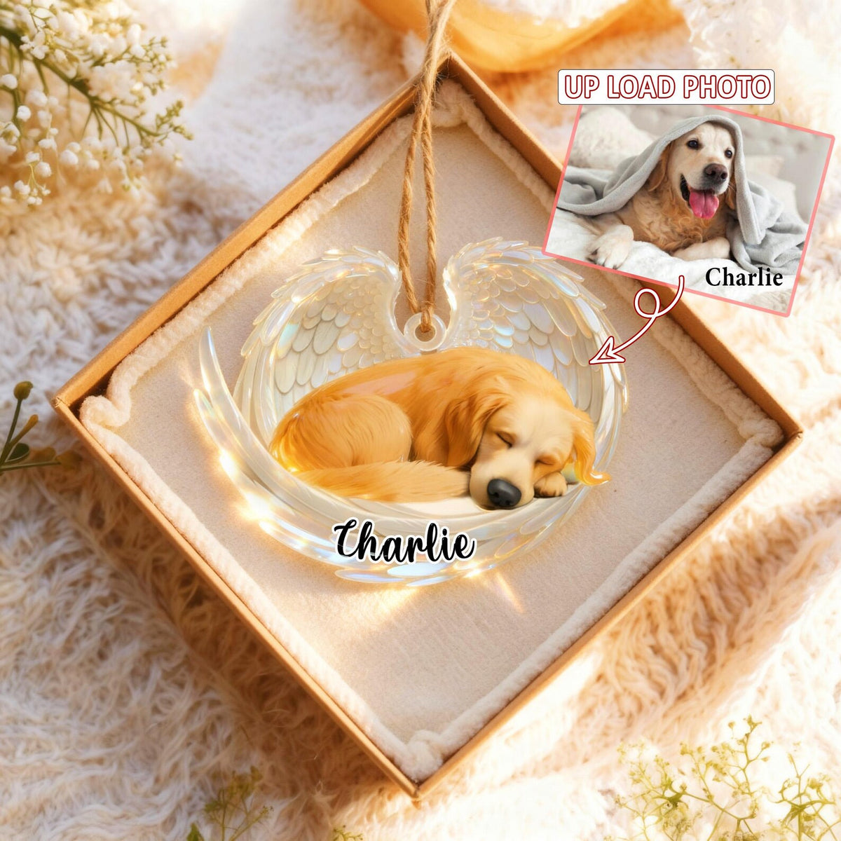Personalized Dog Christmas Memorial Ornament 2026, Dog Sleeping Angel Wings Ornament, Dog Christmas Ornament, Loss of Dog Ornament