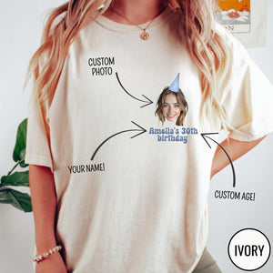 Custom Face Birthday Shirt, Personalized Photo Party Tee, Funny Group Birthday Shirts, Custom Photo Face Shirt, 30th Birthday T-Shirt