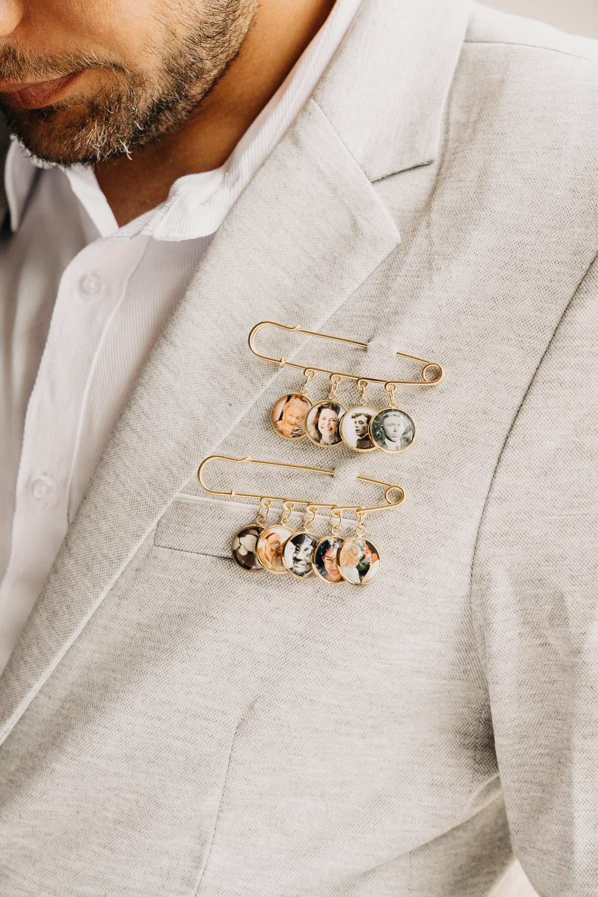 Gift For Groom From Bride on Wedding Day, Custom Photo Boutonniere Lapel Pin, Father of the Groom or Bride Gift