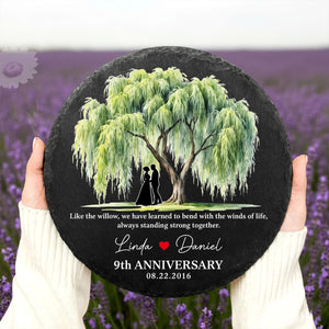 9th Anniversary Willow Tree Garden Stone,Custom Wedding Anniversary Gift for Wife,9th Anniversary Gift for Couple,Wedding Stone Gift For Her