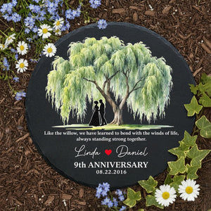 9th Anniversary Willow Tree Garden Stone,Custom Wedding Anniversary Gift for Wife,9th Anniversary Gift for Couple,Wedding Stone Gift For Her