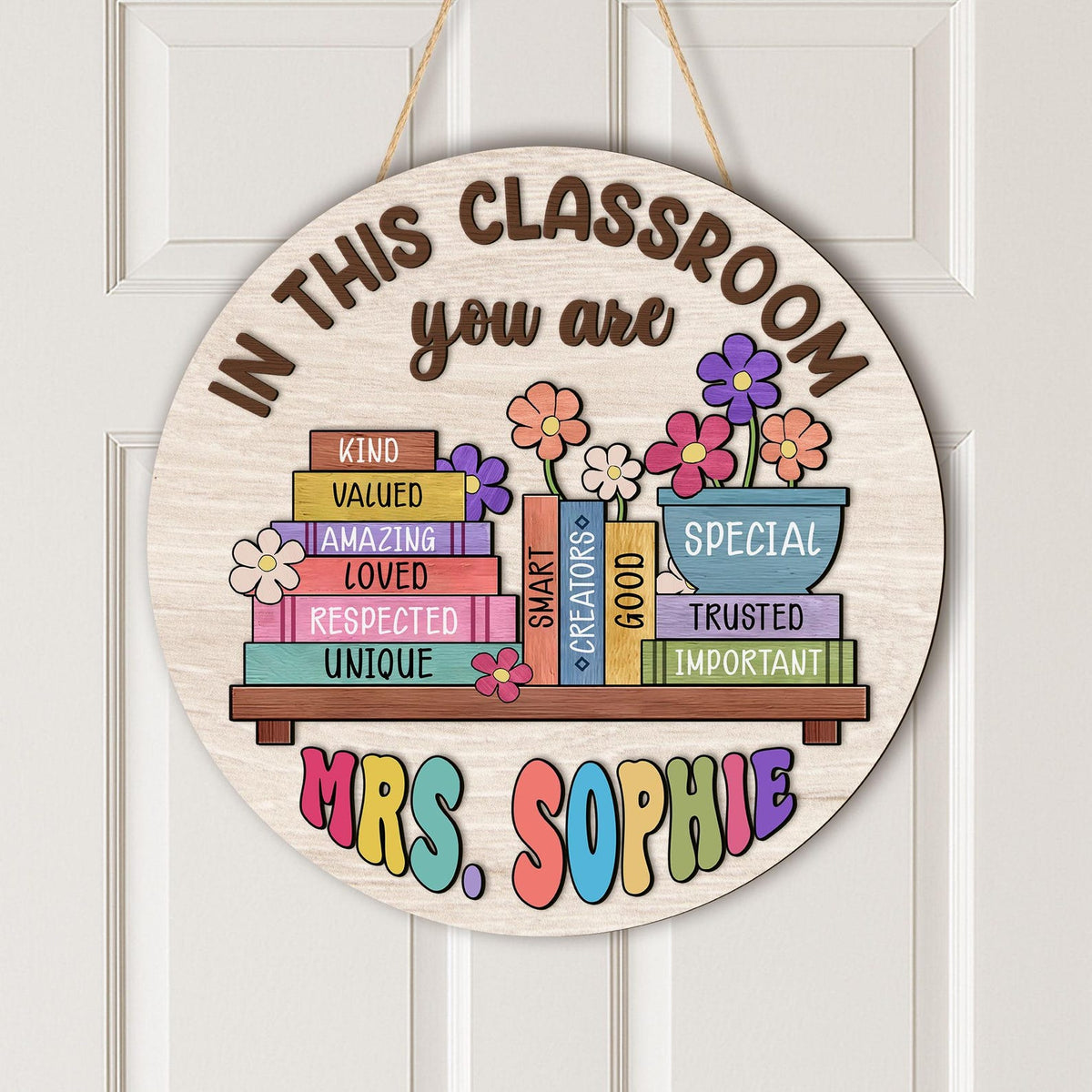 Custom 3D Teacher Name Door Hanger; Personalized Classroom Decor, School Welcome Sign, Appreciation Gift