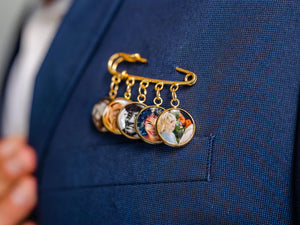 Gift For Groom From Bride on Wedding Day, Custom Photo Boutonniere Lapel Pin, Father of the Groom or Bride Gift