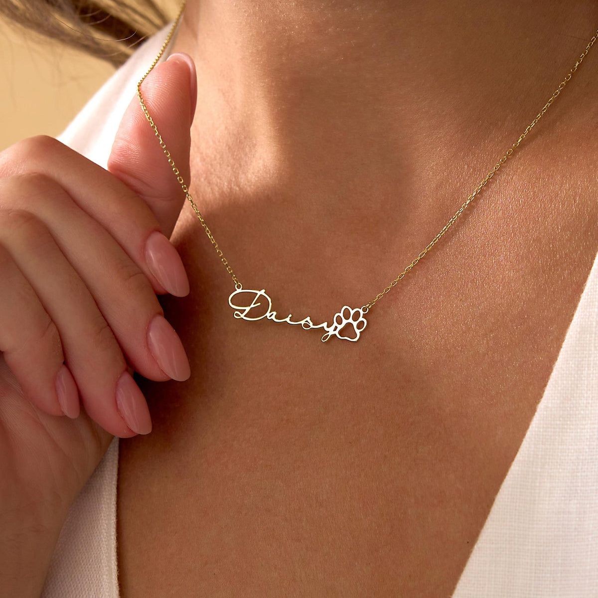 Dog Name Necklace With Paw, Pet Memorial Gift, Personalized Dog Paw Necklace, Gift For Pet Lover, Animal Necklace, Christmas Gift
