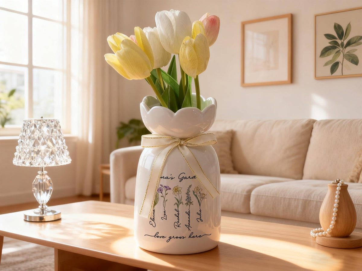 Custom Grandma's Garden Vase,Custom Birth Flower Vase for Mom,Gift for Moms,Best Friend Birthday Gift for Her, Gift for Grandma,
