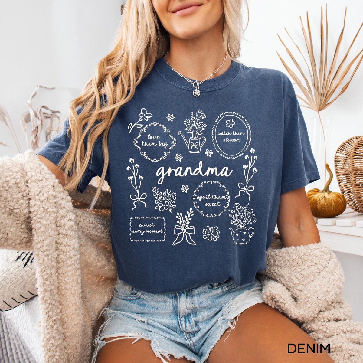 Floral Grandma Shirt, Mothers Day Gift for Grandmother, Comfort Colors Grandma Tee
