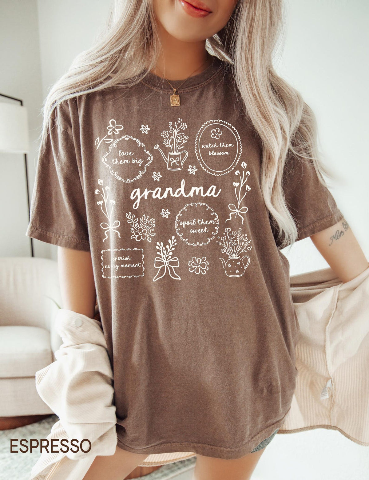 Floral Grandma Shirt, Mothers Day Gift for Grandmother, Comfort Colors Grandma Tee