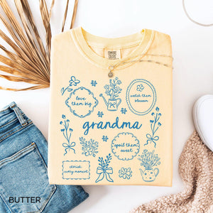 Floral Grandma Shirt, Mothers Day Gift for Grandmother, Comfort Colors Grandma Tee