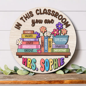 Custom 3D Teacher Name Door Hanger; Personalized Classroom Decor, School Welcome Sign, Appreciation Gift