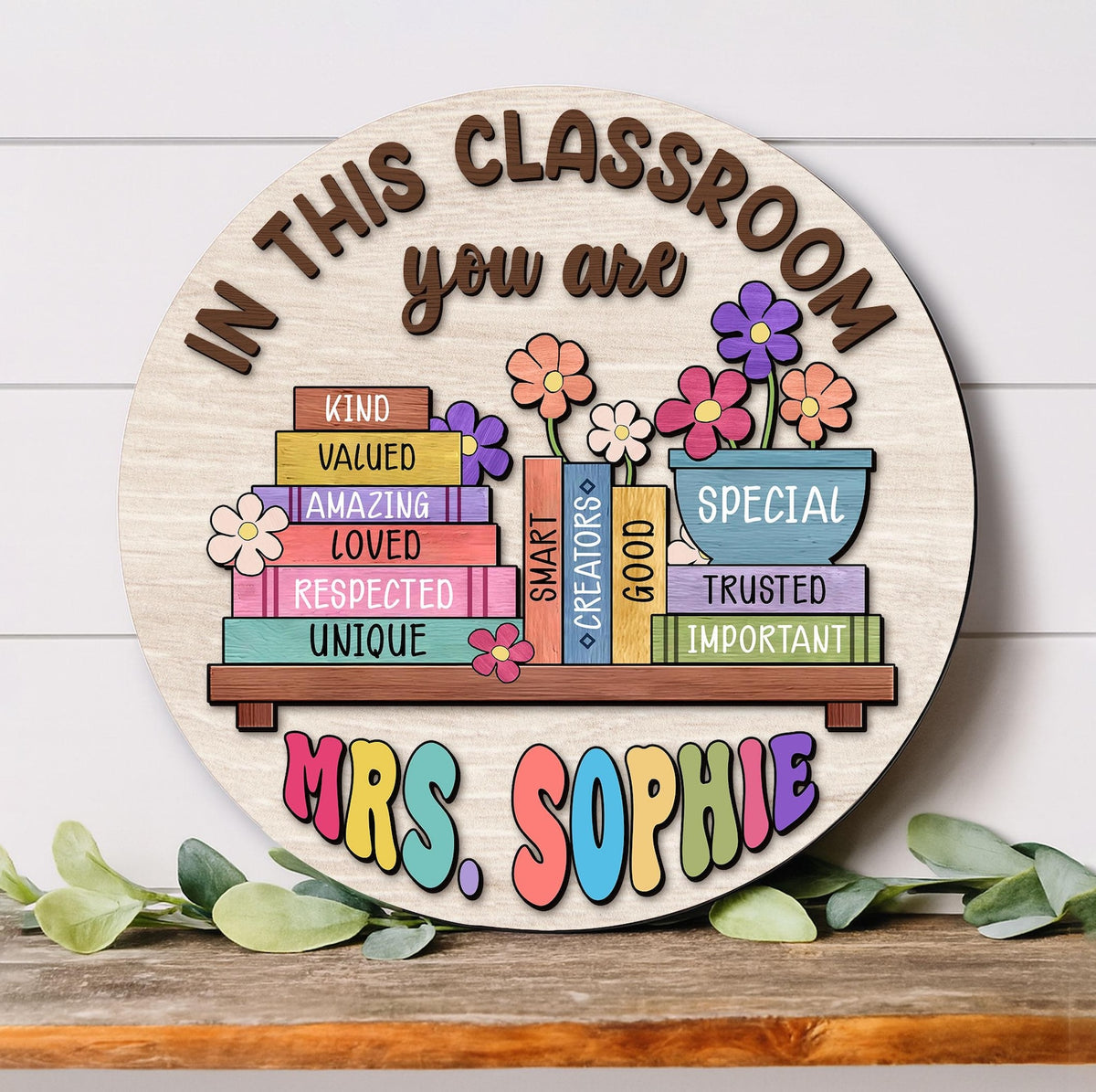 Custom Teacher Door Hanger: In This Classroom, Personalized Wood Sign