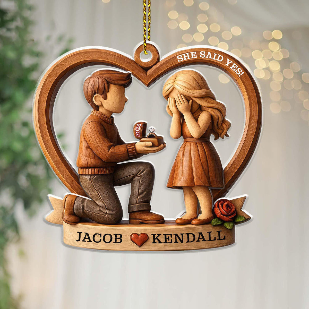 Personalized Couple Marriage Proposal Acrylic Ornament,First Christmas Engaged Ornament,Engagement Gift For Couple,Romantic Keepsake