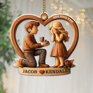 Personalized Couple Marriage Proposal Acrylic Ornament,First Christmas Engaged Ornament,Engagement Gift For Couple,Romantic Keepsake