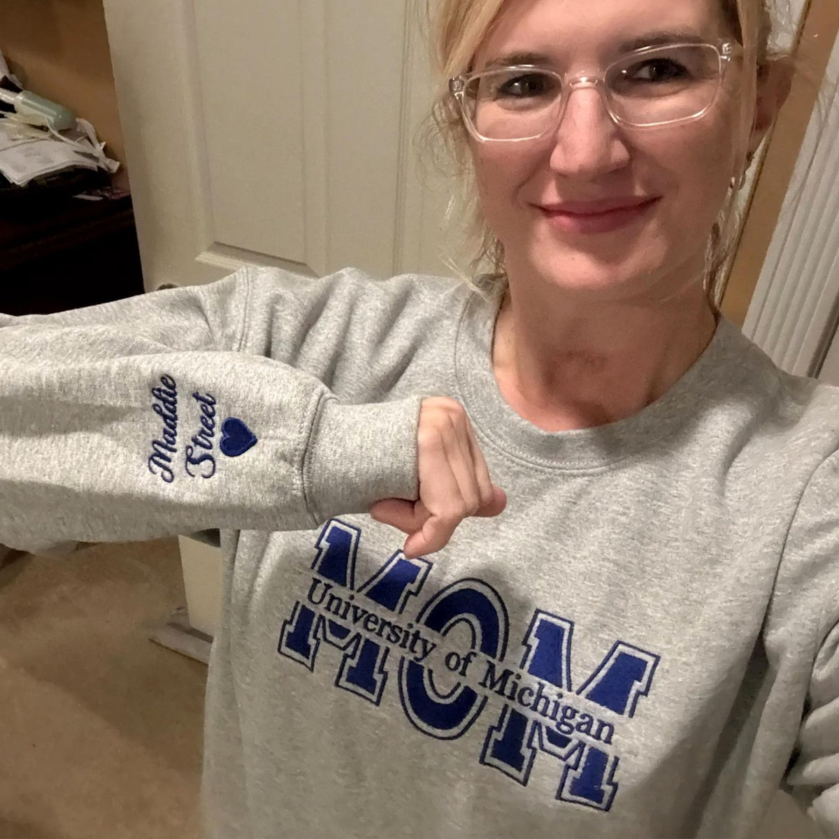 Custom Embroidered Mom University Sweatshirt: Personalized College Sweater, University of Mom, Mother's Day Gift