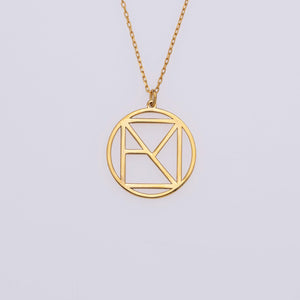 Custom Name Logo Necklace, Custom Logo Name Necklace Monogram Name Necklace, Geometric Name Necklace Hidden Message Pendant