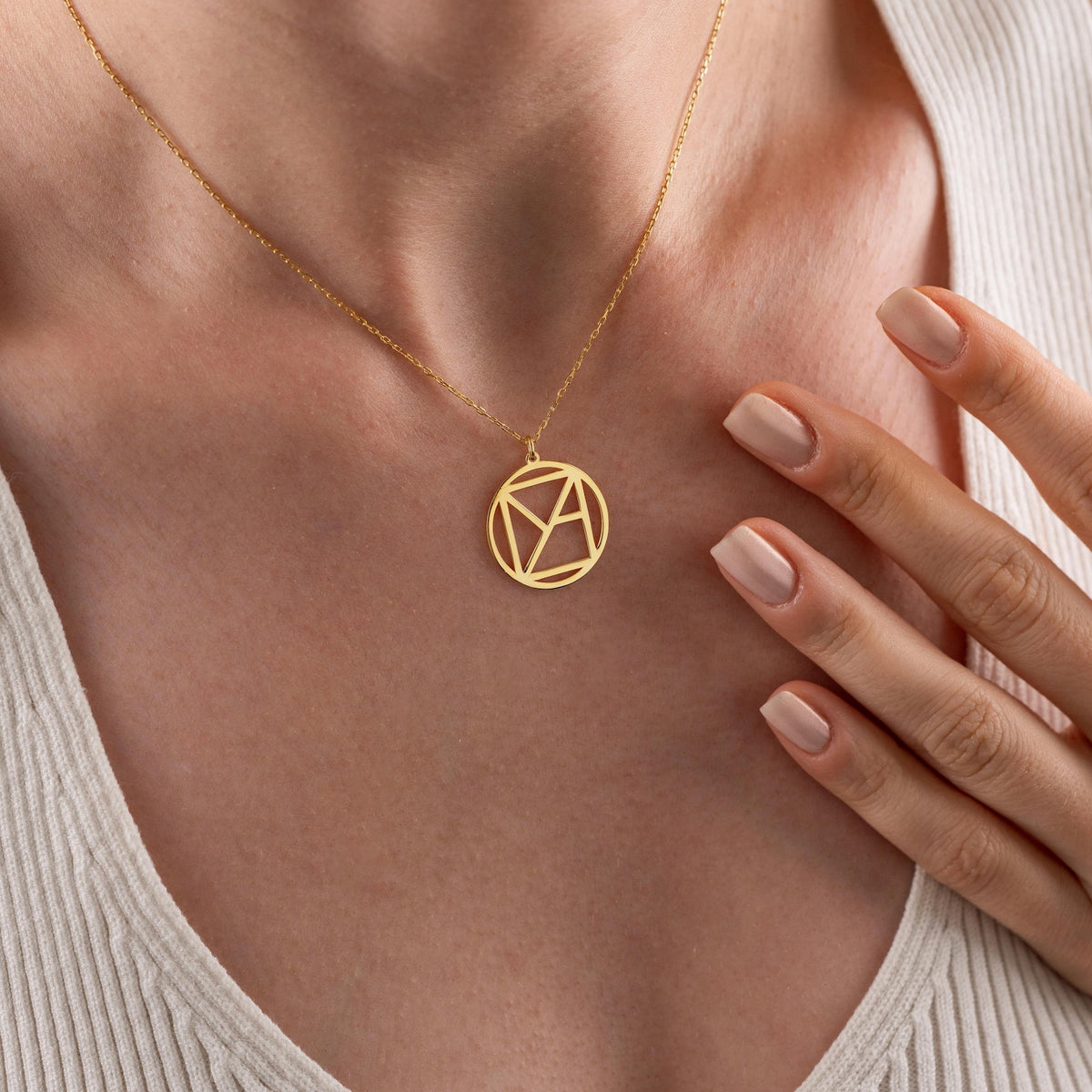 Custom Name Logo Necklace, Custom Logo Name Necklace Monogram Name Necklace, Geometric Name Necklace Hidden Message Pendant