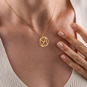 Custom Name Logo Necklace, Custom Logo Name Necklace Monogram Name Necklace, Geometric Name Necklace Hidden Message Pendant