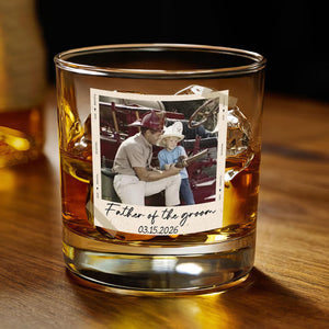 Personalized Gift for Father of the Bride, Father of the Groom, Custom Photo Whiskey Glass, Wedding Keepsake, Gift for Dad, Dad Grandpa Gift