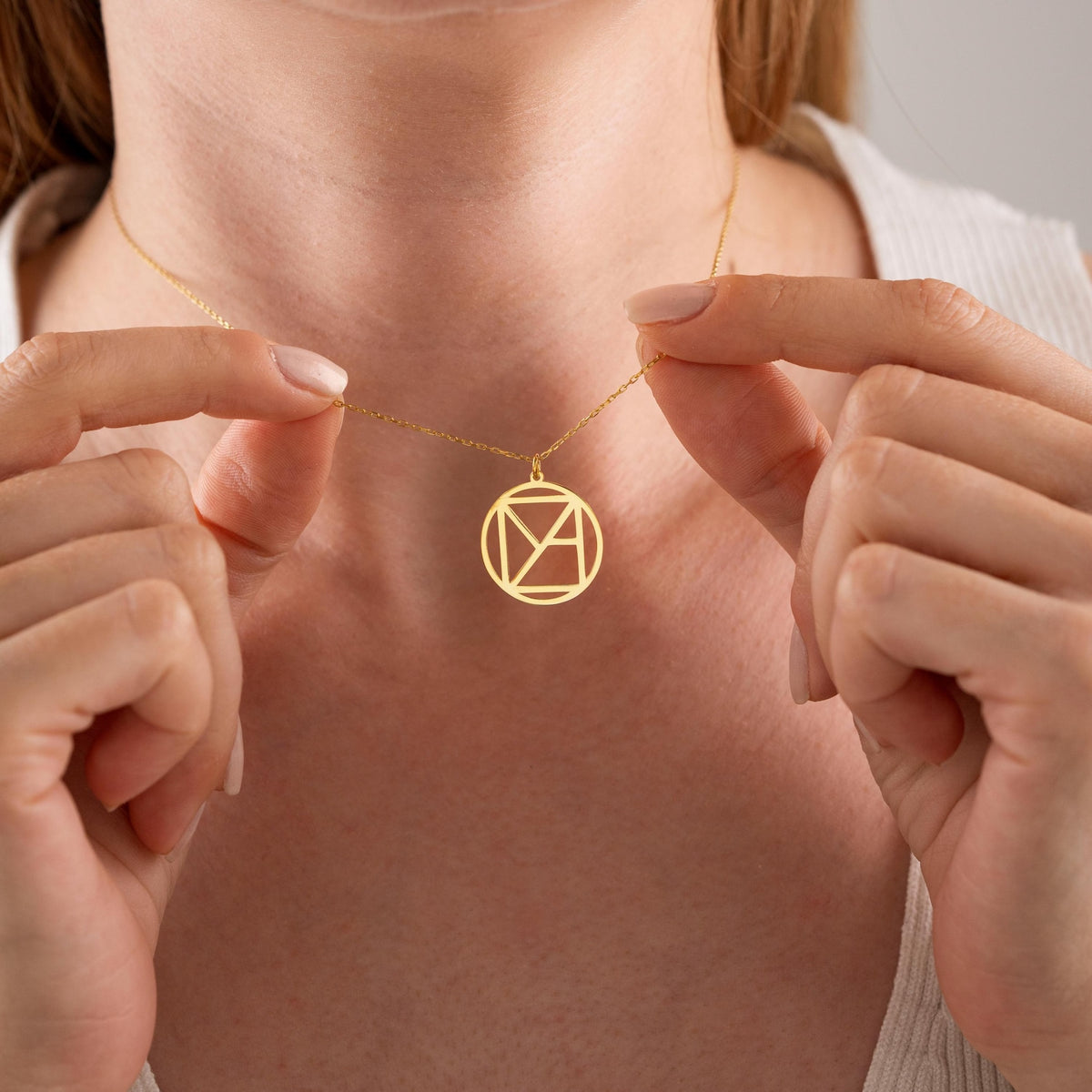 Custom Name Logo Necklace, Custom Logo Name Necklace Monogram Name Necklace, Geometric Name Necklace Hidden Message Pendant