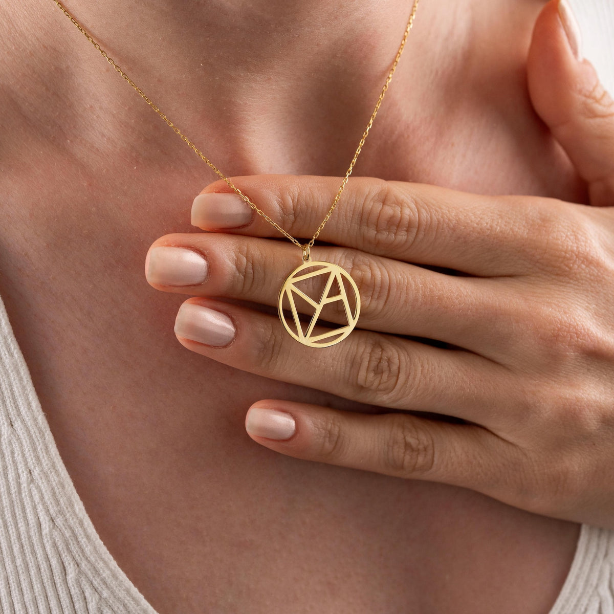 Custom Name Logo Necklace, Custom Logo Name Necklace Monogram Name Necklace, Geometric Name Necklace Hidden Message Pendant