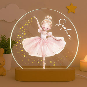 Personalized Acrylic Ballerina Led Night Light: Ballet Dancer Baby Nursery Decoration