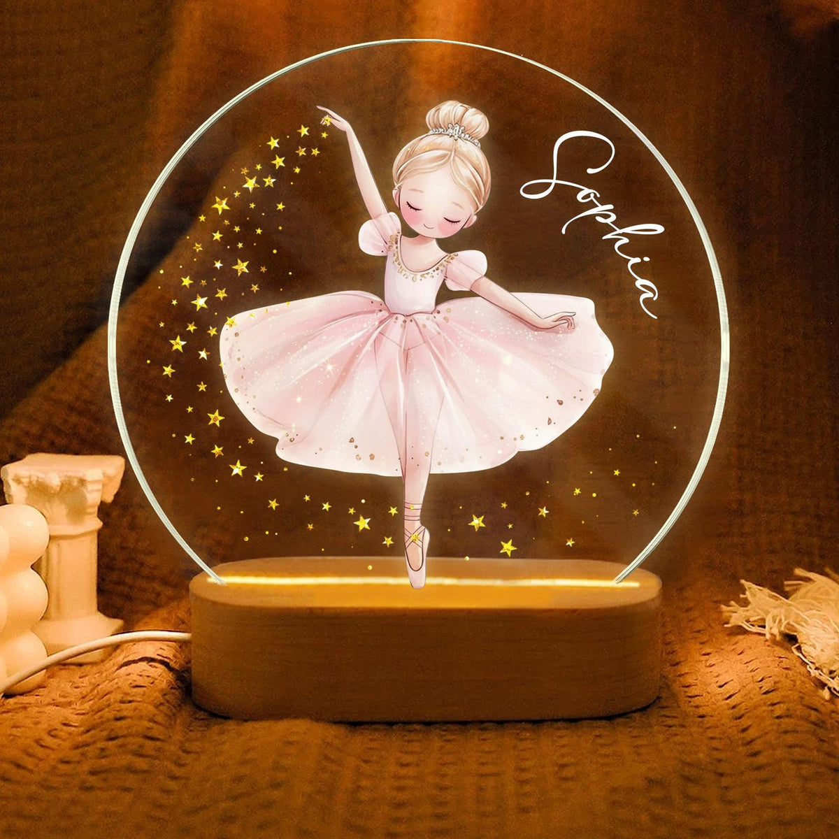 Personalized Acrylic Ballerina Led Night Light: Ballet Dancer Baby Nursery Decoration