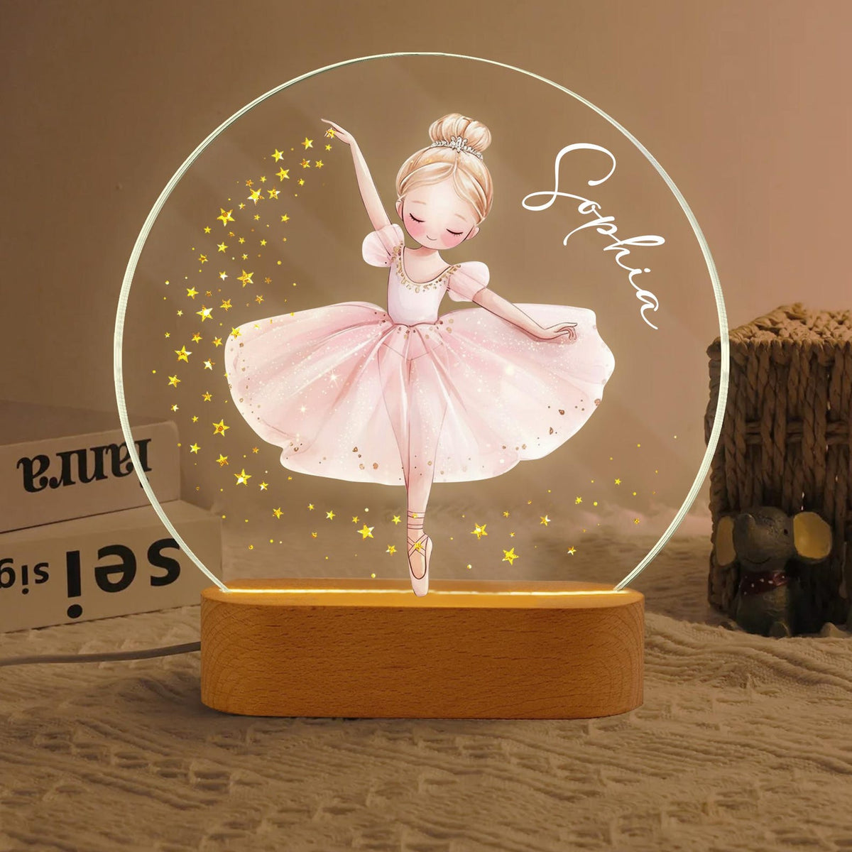 Personalized Acrylic Ballerina Led Night Light: Ballet Dancer Baby Nursery Decoration