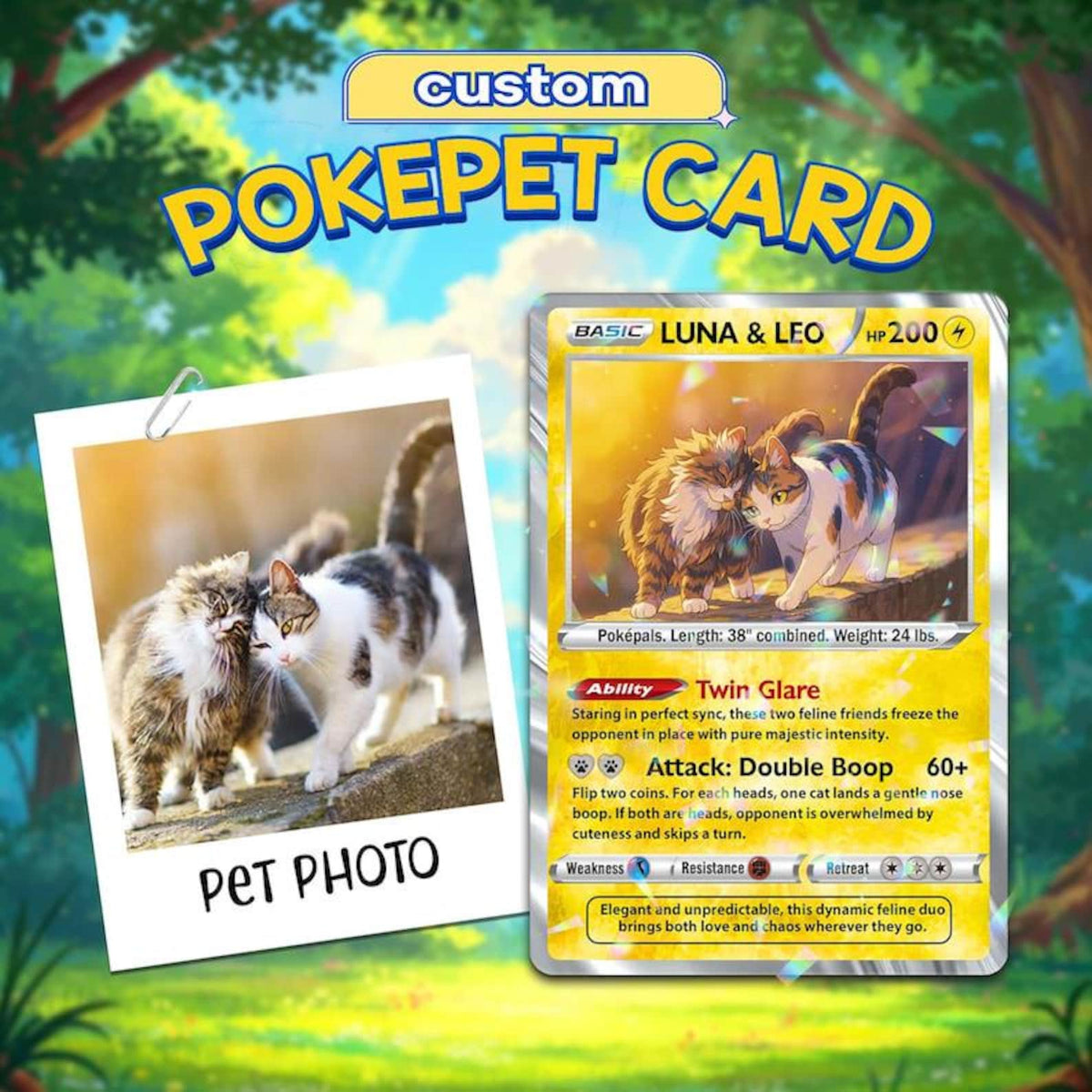 Custom Pet Poke Card with Dog Portrait Photo, Personalized Card for Pet, Pokepet Trading Card, Custom Photo & Text Game Card