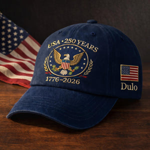 Embroidered United States 250th Anniversary Wash Cap, Custom Name 1776 2026 Eagle Cap, US Flag Veteran Gift United States 250th, Usa Pride