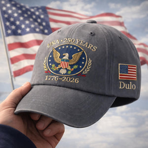 Embroidered United States 250th Anniversary Wash Cap, Custom Name 1776 2026 Eagle Cap, US Flag Veteran Gift United States 250th, Usa Pride