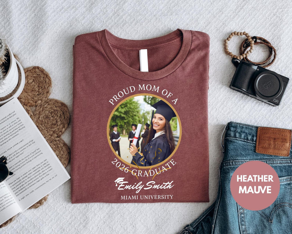 Personalized Graduation Shirts, Proud Father A 2026 Graduate T-Shirt, Custom Proud 2026 Graduate Shirts, Add The Photo Graduation Shirt