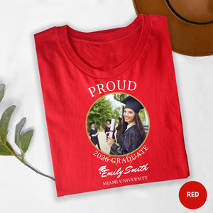 Personalized Graduation Shirts, Proud Father A 2026 Graduate T-Shirt, Custom Proud 2026 Graduate Shirts, Add The Photo Graduation Shirt