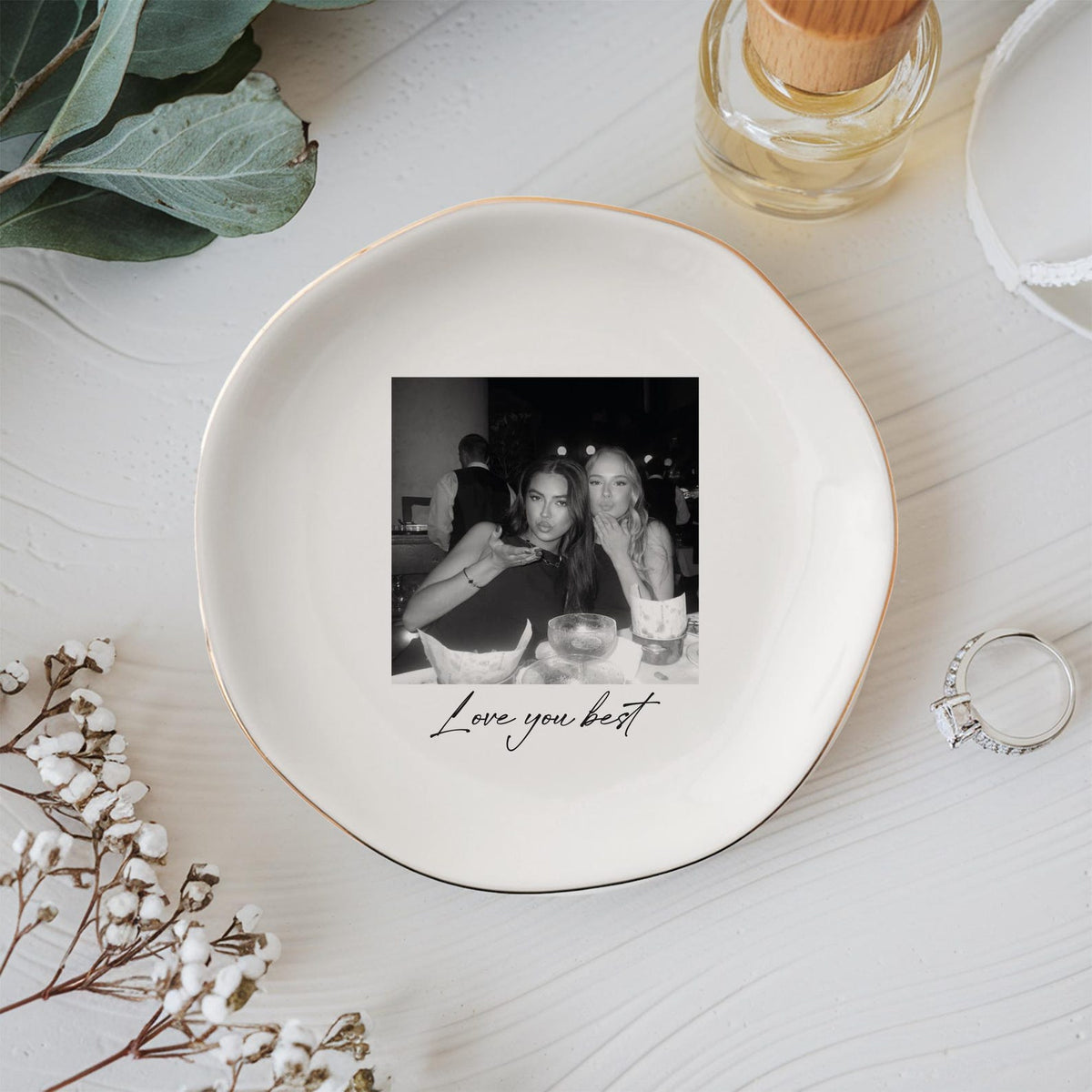 Custom Bestie Photo Jewelry Holder, Personalized Trinket Tray, Gift for Sister, Ceramic Ring Dishes, Personalized Gift, Soul Sister Gifts