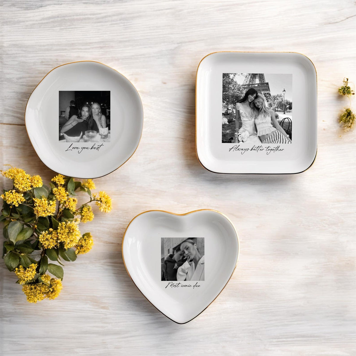 Custom Bestie Photo Jewelry Holder, Personalized Trinket Tray, Gift for Sister, Ceramic Ring Dishes, Personalized Gift, Soul Sister Gifts