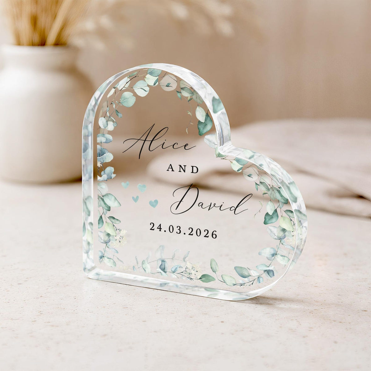 Personalised Wedding Heart Plaque, Anniversary Gift Mr & Mrs Keepsake, Engagement Gift